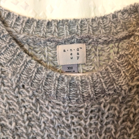 Wool Blend Grey White  Heathered Knit Pullover Sweater Women's XS NWT A New Day - Picture 3 of 7